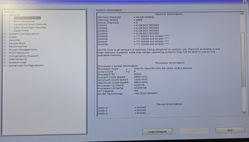 Dell Precision T5810 | Xeon E5-1603 v3 @2.80GHz, 16GB DDR4, NVS 310 GPU