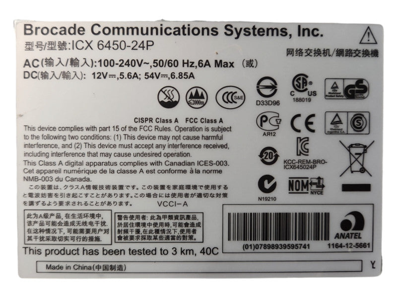 Brocade ICX 6450-24P PoE+ Gigabit Ethernet 4x1/10GbE SFP