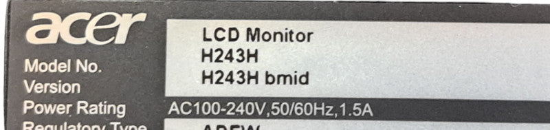 Acer H243H 24" Widescreen LCD Monitor with VGA, DVI, HDMI, W/St