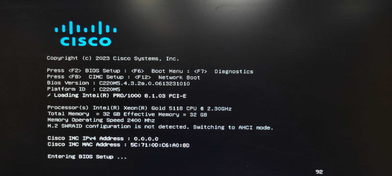 Cisco UCS C220 M5 1U Server, 1x Xeon Gold 5118, 32GB DDR4, 2x PSU, 4x 3.5" _