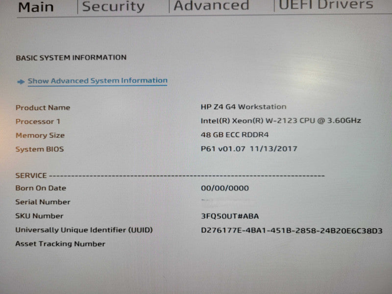 HP Z4 G4 Workstation, Xeon W-2123 3.60GHz, 48GB DDR4, 256GB NVMe, K4200 !