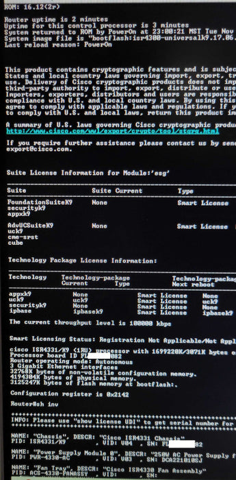 Cisco 4300 Series ISR4331/K9 Integrated Service Router _
