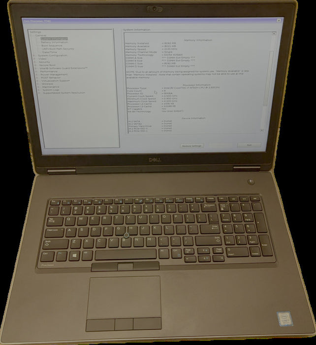 Dell Precision 7740 i7-9750H 8GB RAM No Battery For Parts/Repair READ! Q Lap200