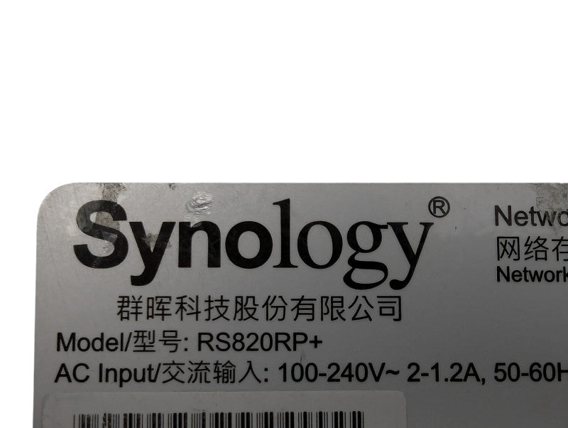 Upgraded Synology RackStation RS820RP+ 4 Bay NAS with 1x 4TB HDDs and 2x PSU  -