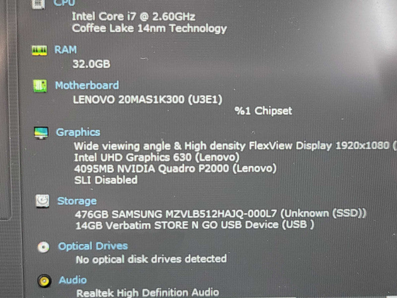 Lenovo ThinkPad P52| i7-8850H| 32GB DDR4| Quadro P2000| 512GB SSD  β Lap200