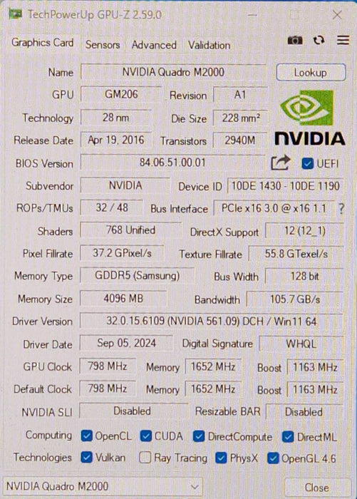 Nvidia Quadro M2000 4GB GDDR5 4x Display Ports Graphics Card