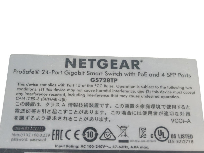 NetGear GS728TP ProSafe 24-Port Gigabit Smart Switch with PoE and 4x SFP Port _