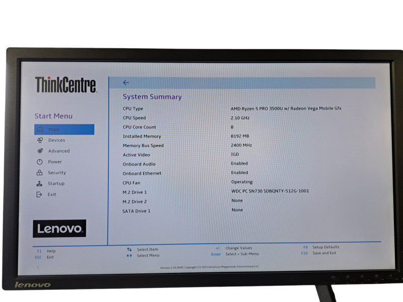 Lenovo ThinkCentre M75n | Ryzen 5 PRO 3500U @2.10GHz, 8GB DDR4, 512GB NVMe