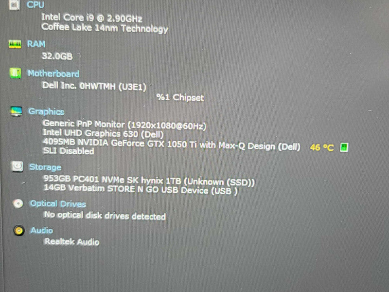 Dell XPS 15 9570| i9-8950HK| 32GB DDR4| GTX 1050| 1TB SSD  β Lap200