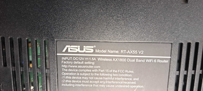 ASUS AX1800 1800Mbps 4 Ports WiFi 6 Router (RT-AX55 V2) W/Adapter