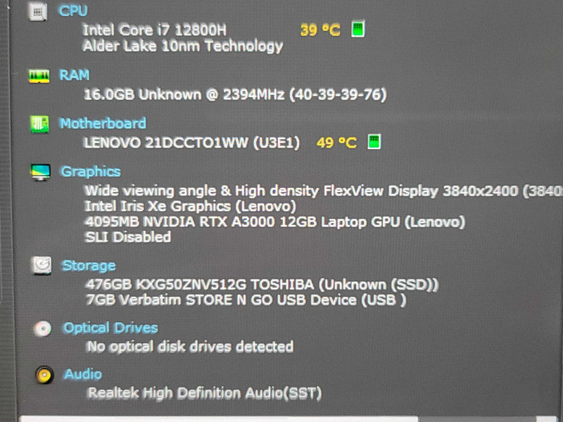 Lenovo ThinkPad P1 G5| i7-12800H| 16GB DDR5| RTX A3000| 512GB SSD READ β Lap200