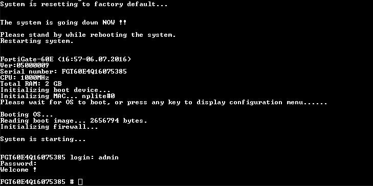 Fortinet Fortigate-60E FG-60E, Network Security Firewall, Factory Reset