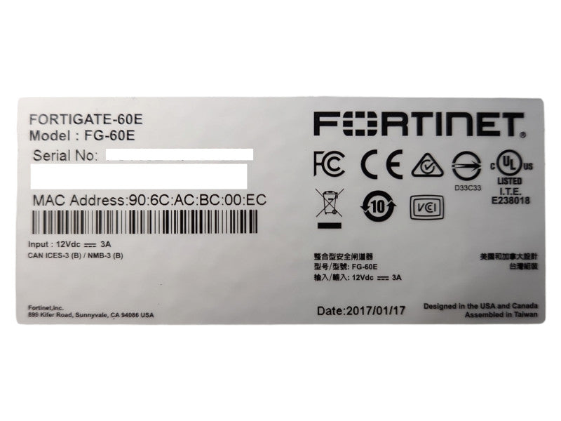Fortinet Fortigate-60E FG-60E, Network Security Firewall, Factory Reset