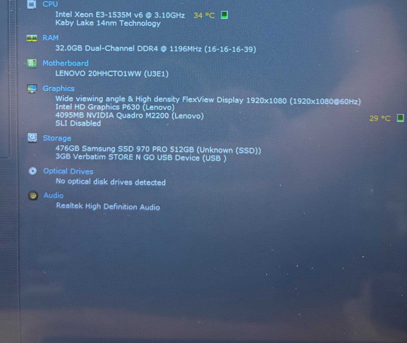 Lenovo ThinkPad P51 TOUCH XEON E3-1535M QUADRO M2200 GPU 32GB RAM 512SSD READ  Lap200