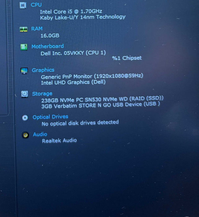 Dell Latitude 3410 Intel Core i5-10310U@1.7GHz 16GB DDR4 RAM 256GB NVMe SSD  Lap200
