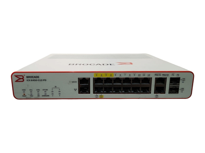 BROCADE ICX6450-C12-PD, 12-Port Gigabit Compact Switch w/ 4x PoE+ Ports