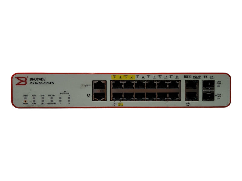 BROCADE ICX6450-C12-PD, 12-Port Gigabit Compact Switch w/ 4x PoE+ Ports