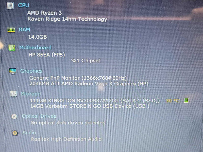 HP Laptop 15-db1003ca| Ryzen 3 2300U| 16GB DDR4| 120GB SSD READ β BudLap