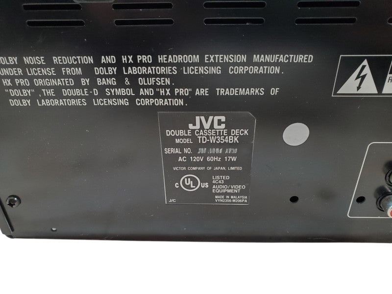 JVC TD-W354BK Double Cassette Deck | *READ*