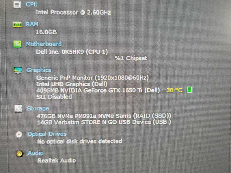 Dell Vostro 7500| i7-10750H| 16GB DDR4| GTX 1650 Ti| 512GB SSD | READ  β Lap200