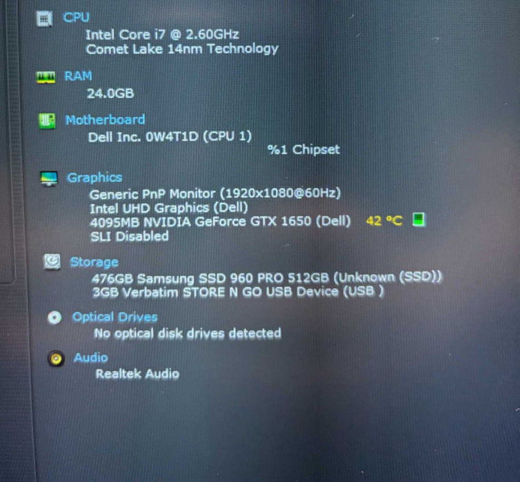 Dell Vostro 7500 i7-10750H GTX 1650 4GB GPU 32GB 24GB RAM 512GB SSD READ  Lap200