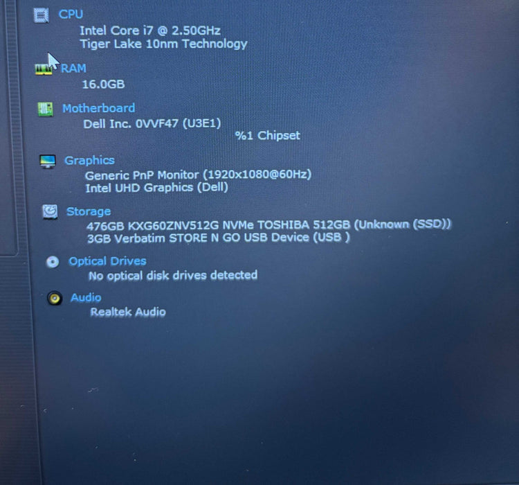 Dell Latitude 5421 i7-11850H 16GB RAM 512SSD No Power Adapter READ!  Lap200