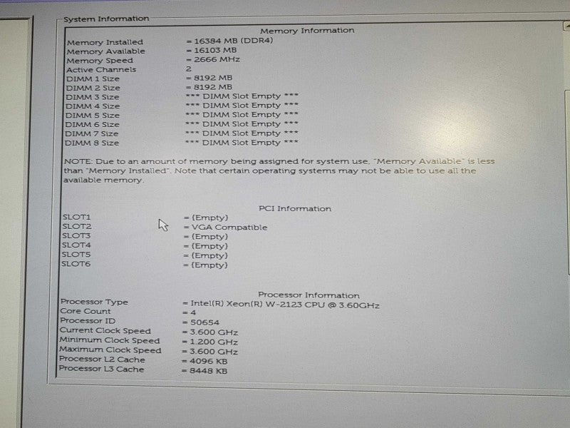 Dell Precision T5820 Xeon W-2123 @ 3.60GHz 4C, 16GB DDR4, No HDD, nvs310 !