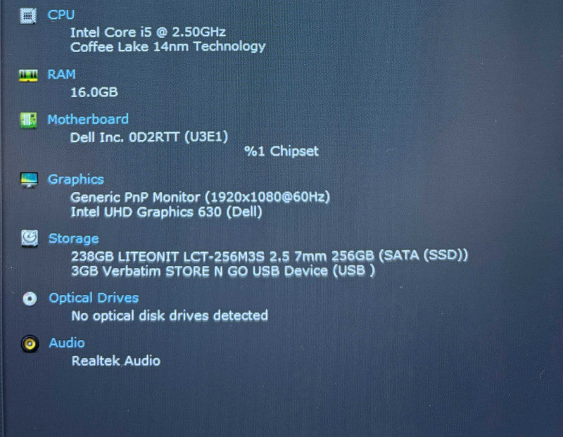 Dell Latitude 5401 Intel Core i5-9400H@2.5GHz 16GB DDR4 RAM 256GB NVMe SSD  Lap200