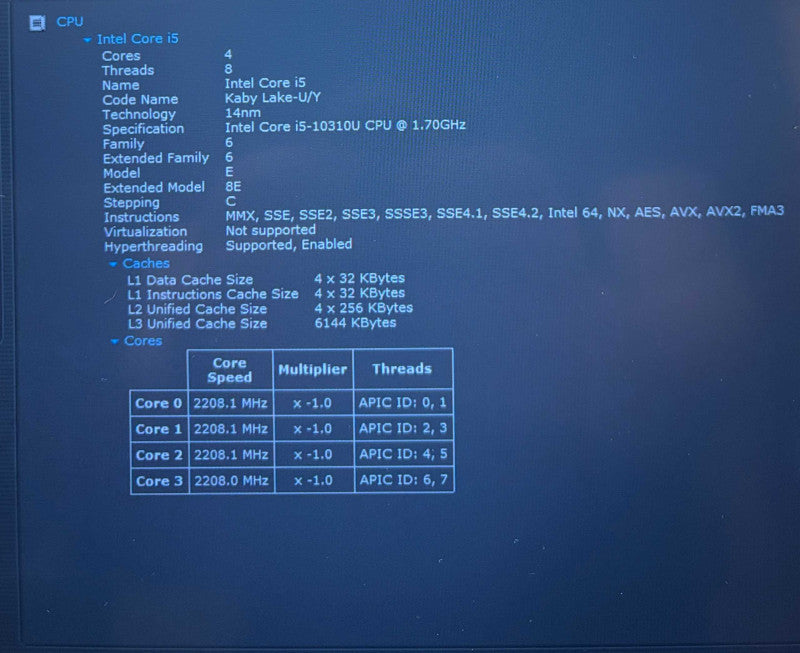 Dell Latitude 5410 Intel Core i5-10310U@1.7GHz 16GB DDR4 RAM 256GB NVMe SSD  Lap200