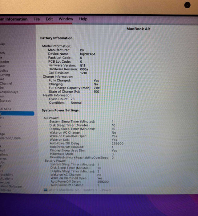 Apple MacBook Air 13" Early 2013 i7-5650U 8GB RAM 256GB SSD No Power Adapter