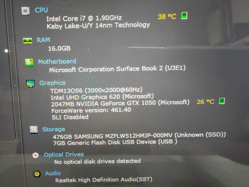 MS Surface Book 2 1832 15" | i7-8650U @1.9GHz 16GB RAM 512GB SSD GTX1050 READ  Lap200