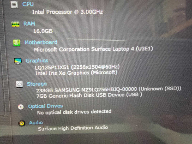 MS Surface Laptop 4 1951 13.5" | i7-1185G7 @3GHz 16GB RAM | 256GB SSD - READ  Lap200
