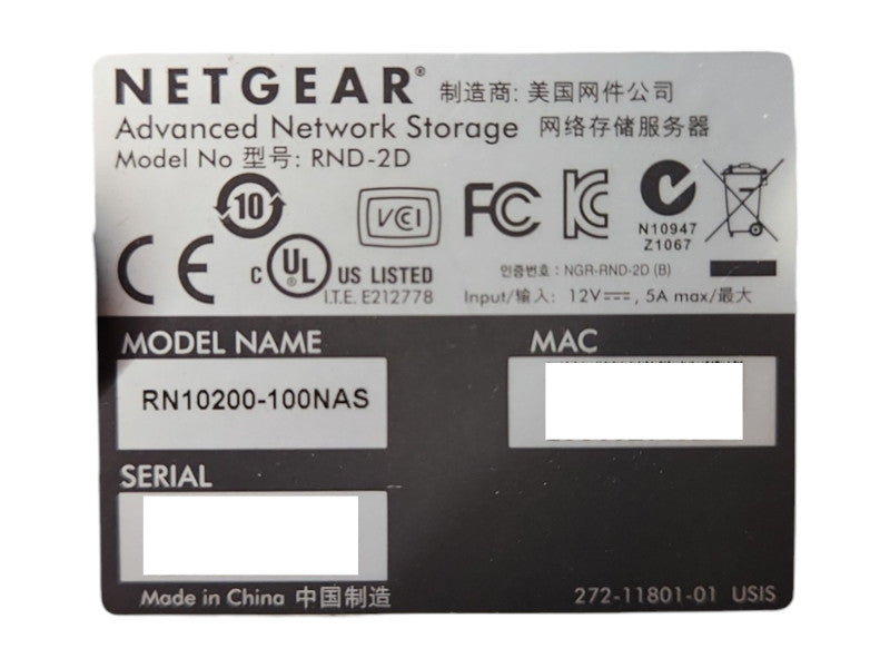 Netgear ReadyNas 102 (RN10200) 2-Bays NAS w/ 2x 3TB HDDs