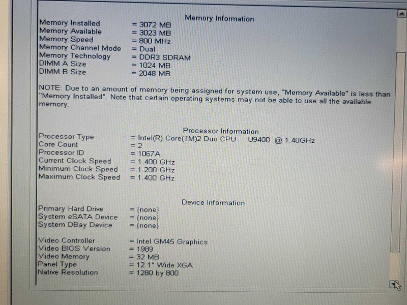 Retro Dell Latitude XT2| C2D-U9400 | 3GB DDR3 | NO HDD  β BudLap