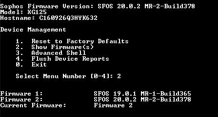 Sophos XG 125 Rev2 Network Security Firewall, Factory Reset