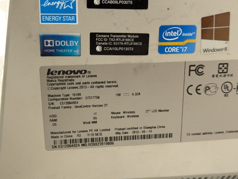 Lenovo IdeaCentre Horizon 27 inch Wireless AIO TouchScreen Tablet  READ -