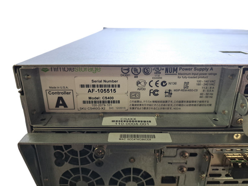 Nimble Storage CS400 | 16x 3.5" HDD Bays, 2x Controllers, 2x PSU, No HDD's