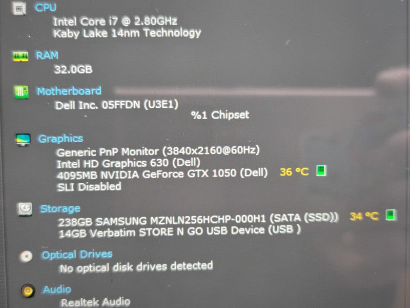 Dell XPS 15 9560| i7-7700HQ| 32GB DDR4| GTX 1050| 256GB SSD PARTS/REPAIR  β BudLap