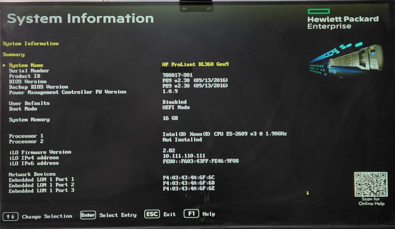 HP DL360 Gen9 1U 8x 2.5", Xeon E5-2609 v3 1.90GHz, 16GB DDR4, H240ar