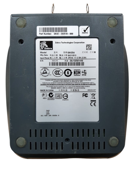 Zebra GK420D Thermal Label Printer w/ Power Base GK42-212510-000