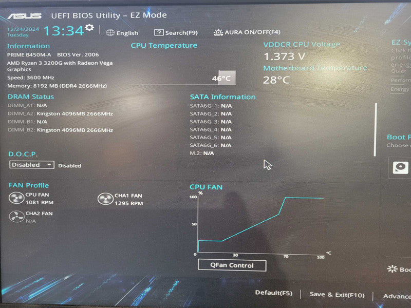 Custom PC Asus Prime B450M AMD Ryzen 3 3200G 8GB RAM 256GB NVMe !