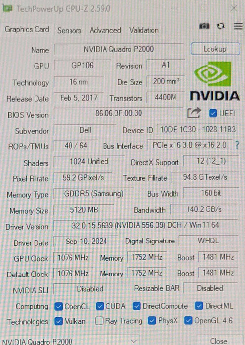 NVIDIA Quadro P2000 | 5GB GDDR5 Graphics Card | 4xDP  _