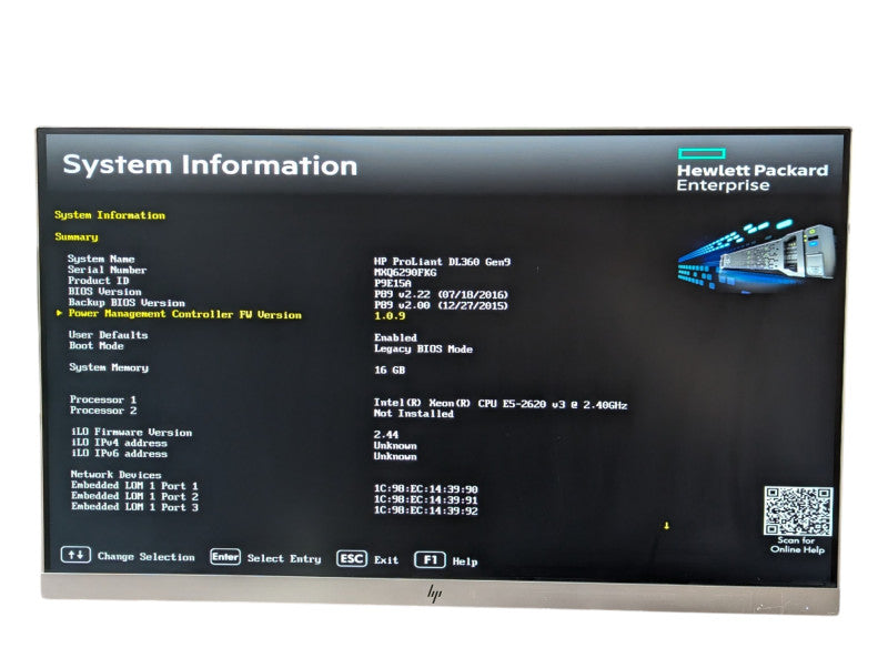 HP ProLiant DL360 Gen9 1U Intel Xeon 2620 v3 @ 2.40Ghz 16GB RAM P440ar RAID  -