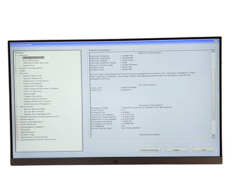 OptiPlex 3080 Micro Intel Core i5-10500T 16GB RAM & 256GB NVMe  -