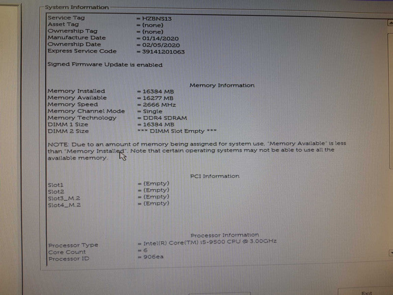 Dell OptiPlex 3070 SFF,  i5-9500 CPU @ 3.00 GHz, 16GB DDR4, NO HDD/SSD/M.2 Q