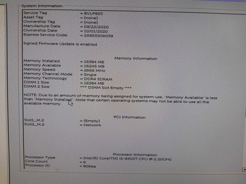 Dell Optiplex 5070 SFF Intel i5-9500T 2.2GHz 16GB DDR4, No HDD/SSD/M.2 Q