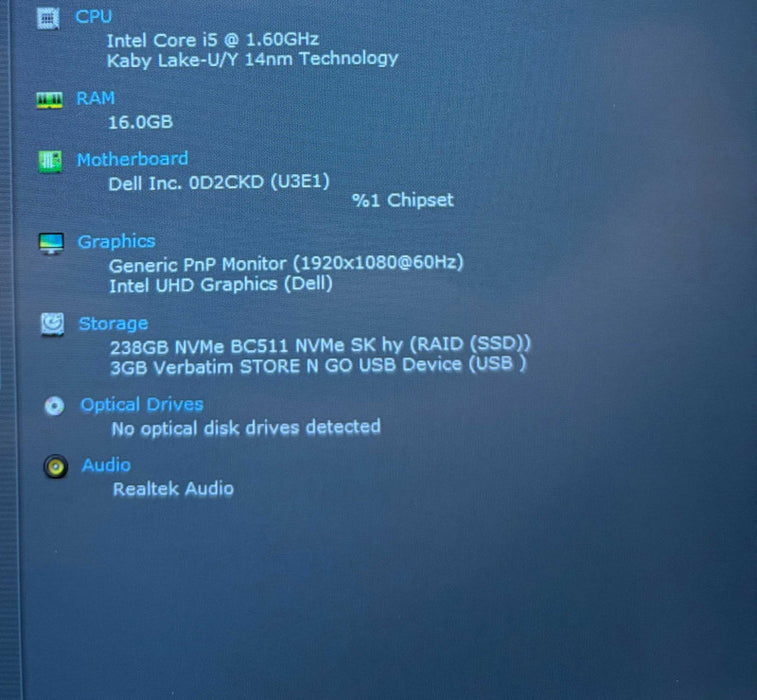 Dell Latitude 5310 Intel Core i5-10210U@1.6GHz 16GB DDR4 RAM 256GB SSD  Lap200