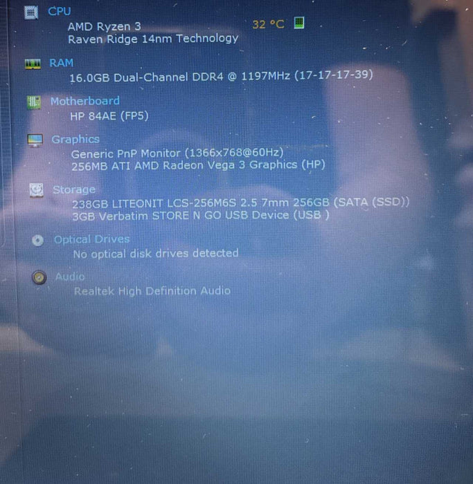 HP Laptop 15 AMD Ryzen 3-2200U@2.5GHz 16GB RAM 256GB SSD READ!  BudLap
