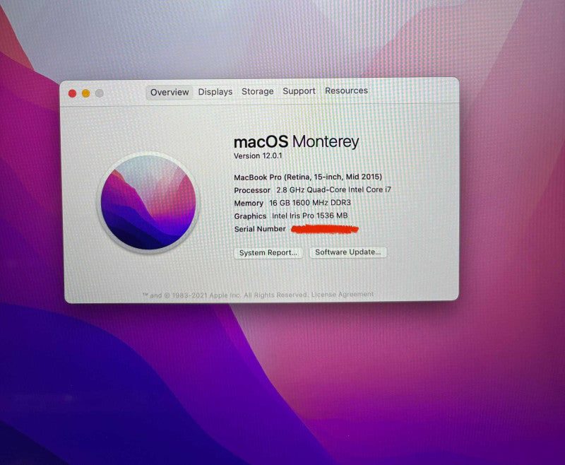 Apple MacBook Pro 15" Mid 2015 i7-4980HQ 16GB 512SSD No Power Adapter READ