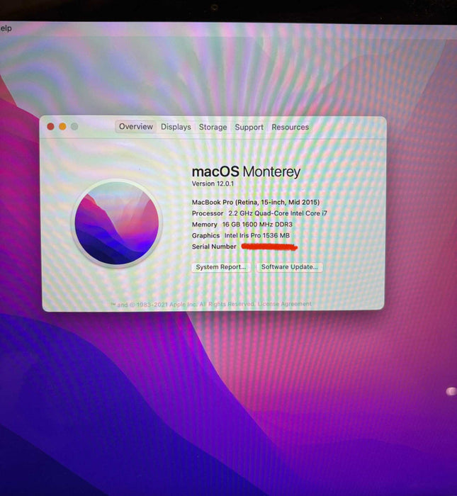 Apple MacBook Pro 15" Mid 2015 i7-4770HQ 16GB 256SSD No Power Adapter READ